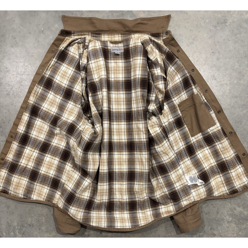 Carhartt Jacket Mens M Brown Flannel Lined Canvas Work Chore Coat 100590-903 - Picture 3 of 6